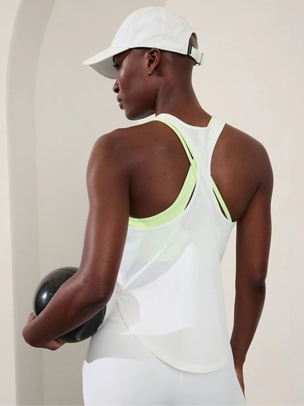 ATHLETA Navigate White Ripstop Scoop Neck Racerback Tank Top, Size S - Picture 2 of 11